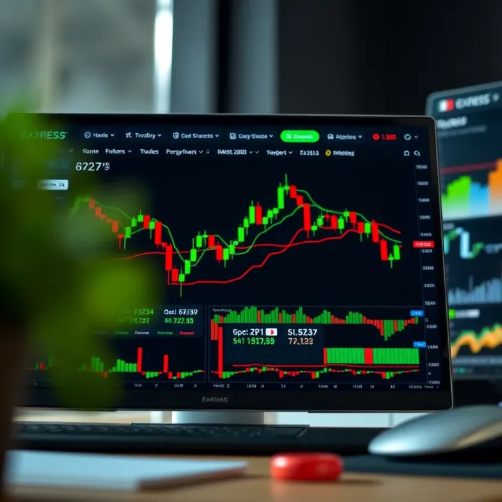Screenshot of Exness trading platform showing forex charts and trading tools