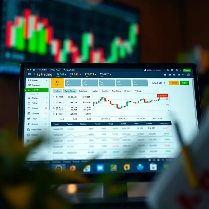 Illustration of a computer screen showing a demo trading account with virtual funds