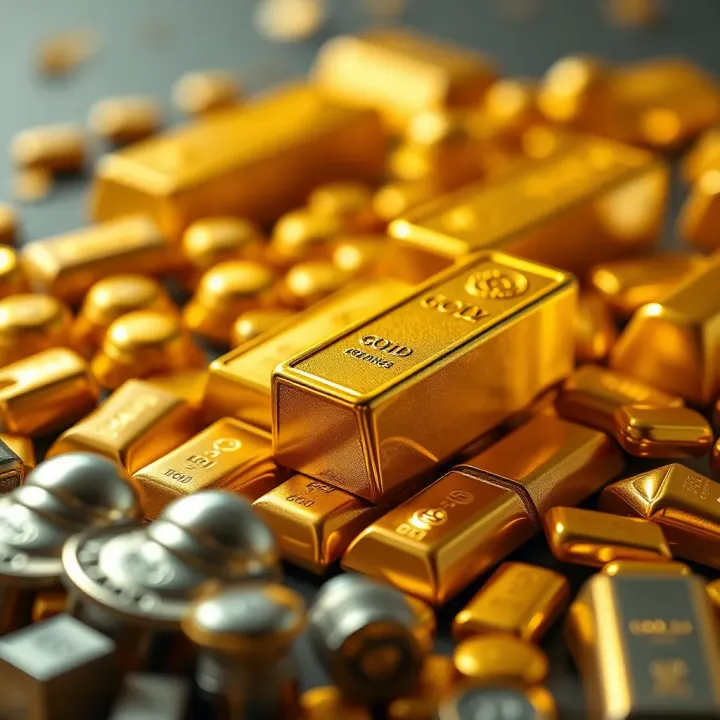 Illustration of factors affecting gold value including inflation, currency exchange, central bank policies, and demand from India