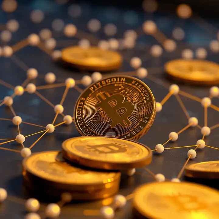 Overview of Filecoin Blockchain and Token Dynamics Illustration of blockchain network and digital tokens representing Filecoin