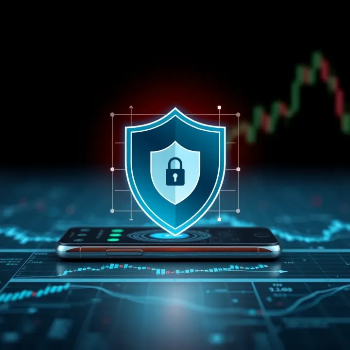 Ensuring Security and Regulatory Compliance in Forex Trading Apps Secure digital shield symbol overlaid on a smartphone representing app security and local compliance