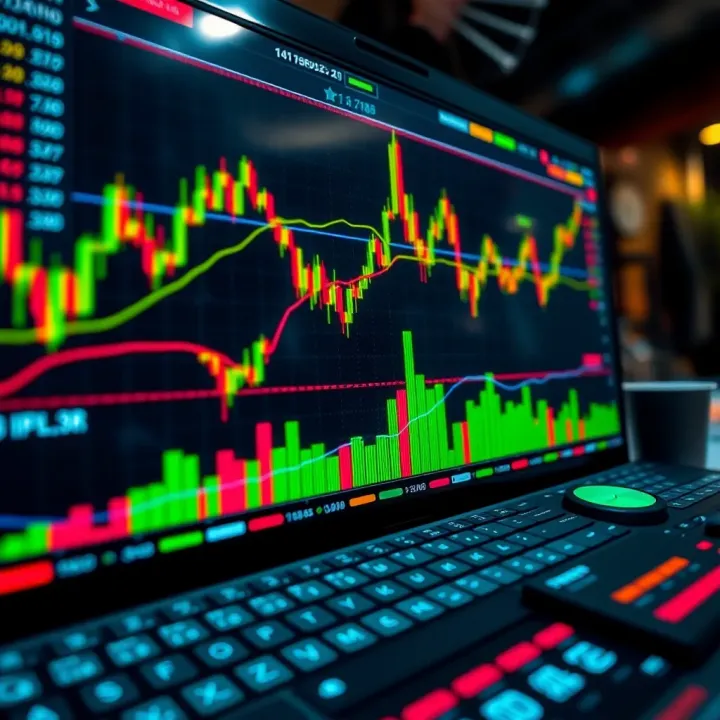 Illustration of forex trading platform interface with charts and trading tools