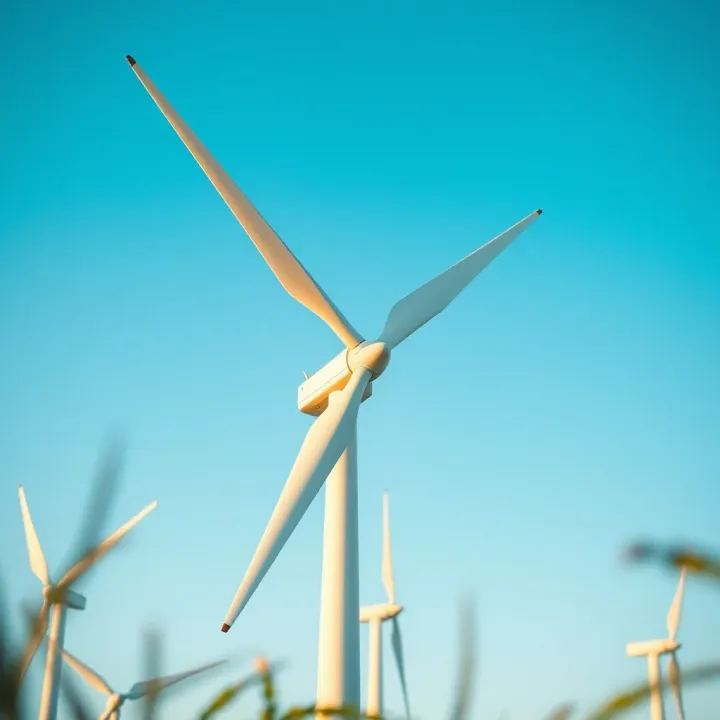 GE Vernova Wind Turbines Driving Sustainable Power Advanced wind turbines generating clean energy under a clear blue sky