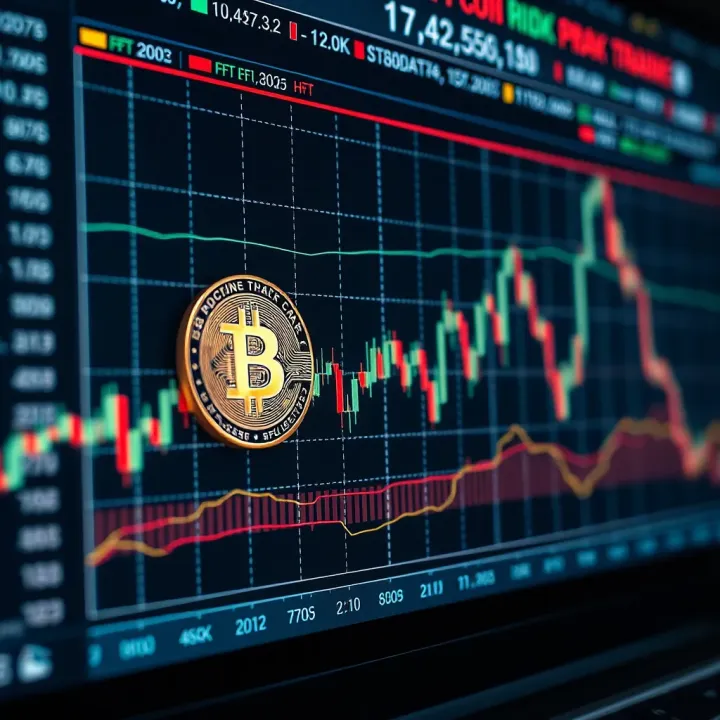Graph depicting HFT coin price trends with market analysis elements and risk factors visualization