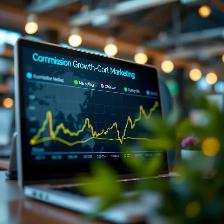 Commission Growth and Marketing Strategies for Affiliates Graph showcasing commission growth potential and marketing strategies for affiliates