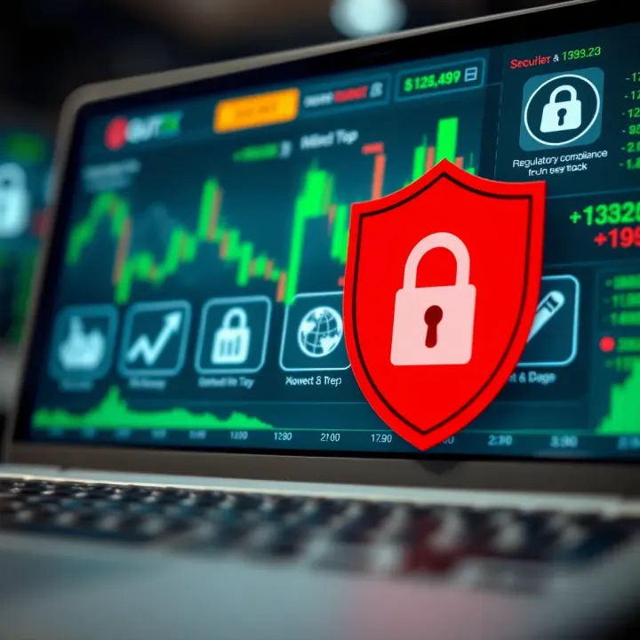 Visual representation of security features and regulatory compliance icons related to online trading