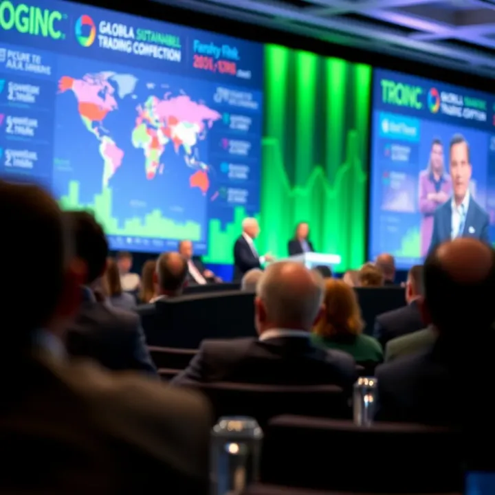 Larry Fink delivering a keynote speech on sustainable investing at a global finance conference