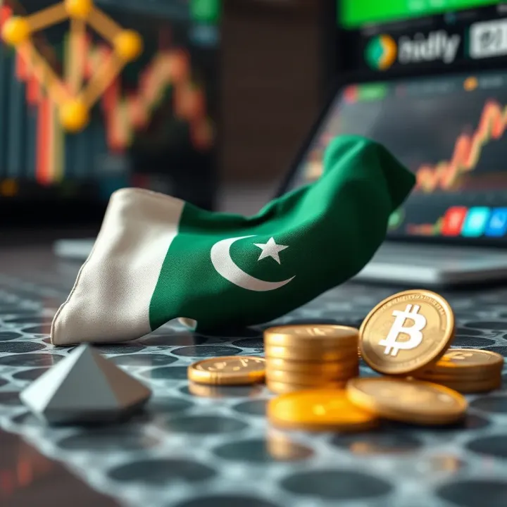 Graphic showing Pakistan's flag alongside digital currency icons highlighting the country's evolving crypto environment