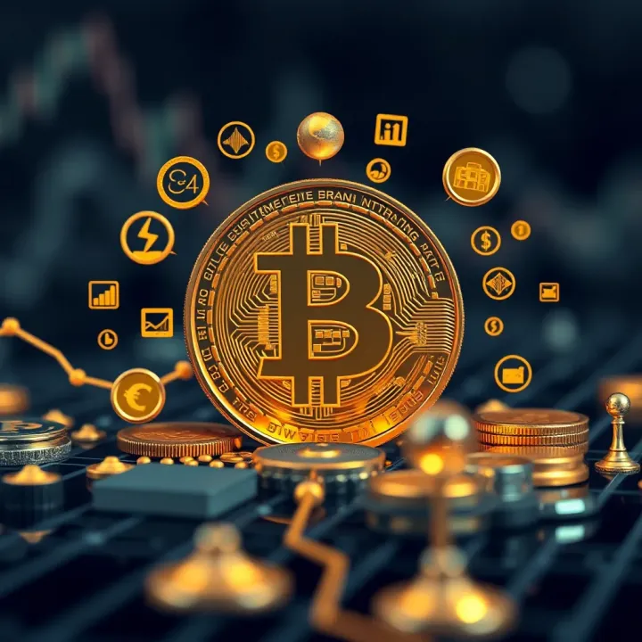Future Potential of Pi Cryptocurrency Conceptual illustration of digital currency with Pi symbol surrounded by financial and technological icons