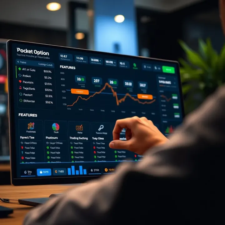 Exploring Trading Features on Pocket Option Dashboard view of Pocket Option platform highlighting trading features and options available to users