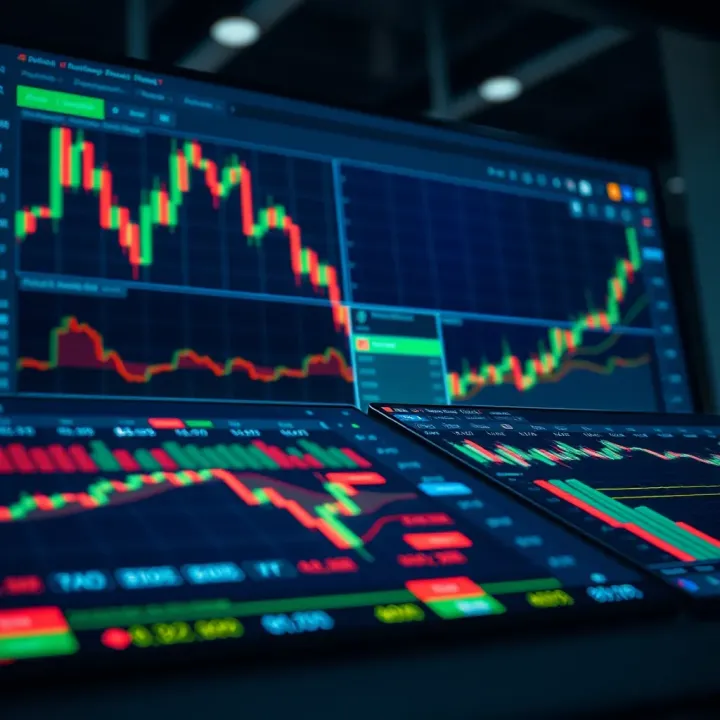 Interface of an online trading platform showing stock charts and market data
