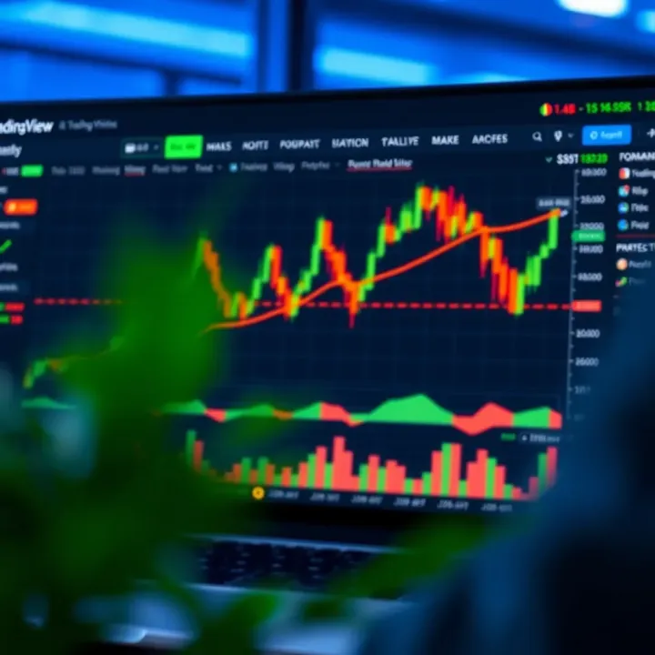 Interface showcasing market analysis tools and social networking features on TradingView