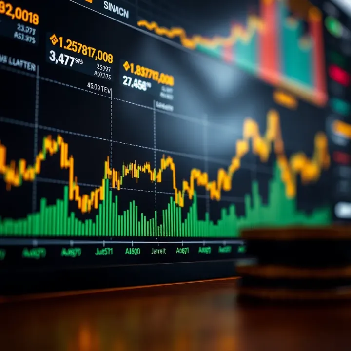 Chart showing upward price trends of Binance coins alongside market indicators