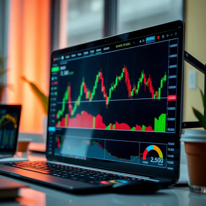 Graph displaying trading performance on Quotex platform with financial indicators