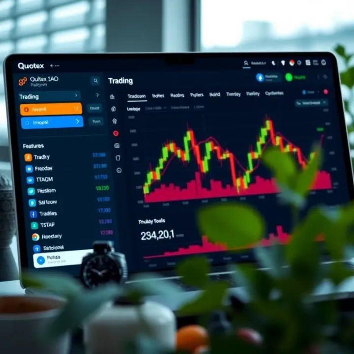 Quotex Platform Dashboard with Trading Tools Dashboard of Quotex platform highlighting key trading features and tools