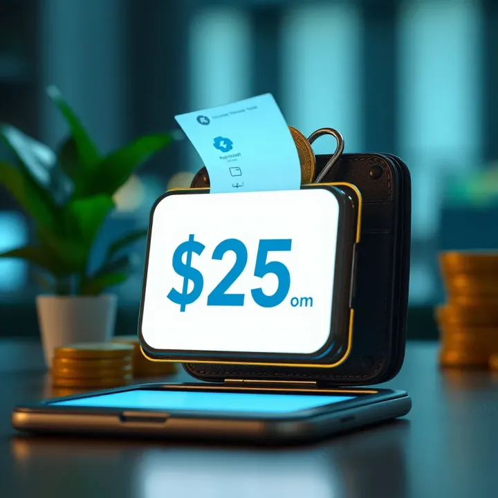 Illustration of a digital wallet showing instant withdrawal of a signup bonus