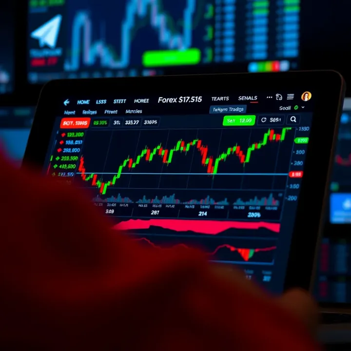 Telegram app interface displaying forex trading signals with currency charts