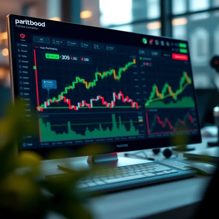 Dashboard of a trading platform showing real-time market charts and portfolio overview