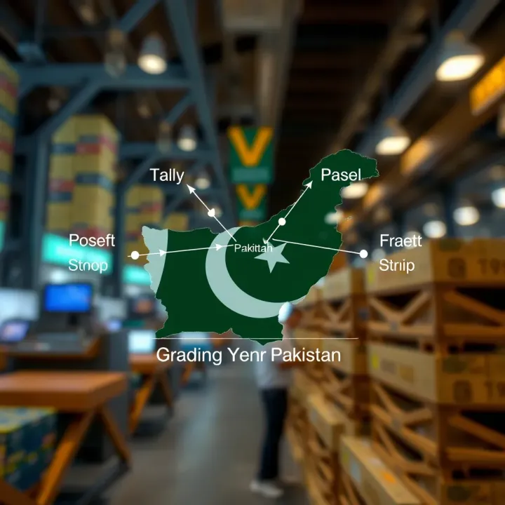Trade Flow Patterns in Pakistan’s Global Commerce Diagram representing trade flow dynamics specific to Pakistan within the international market