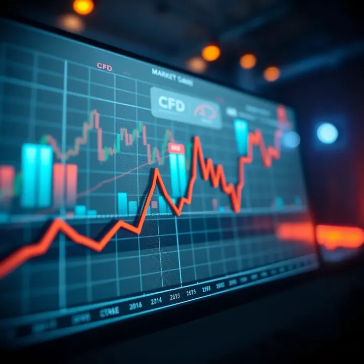 Graph showing upward and downward trends representing CFD trading fluctuations