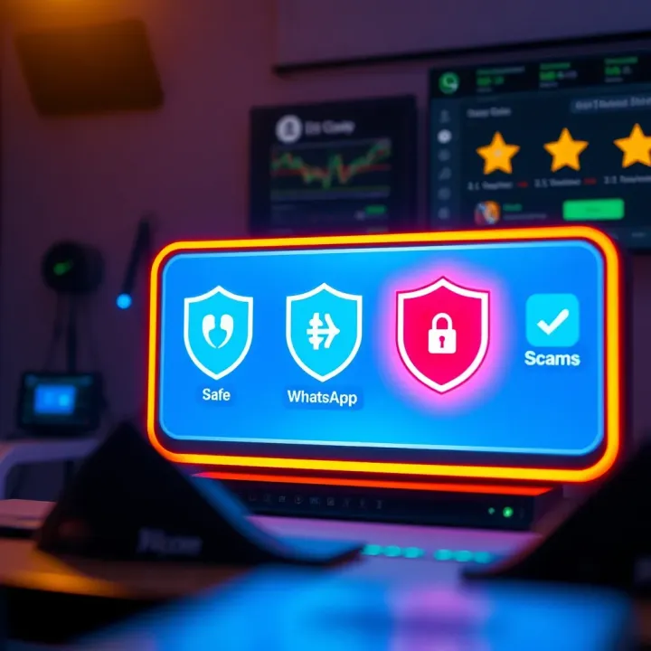 Secure Chat Environment Highlighting Safety in Crypto Group Participation Graphic showing a secure chat environment with shield icons symbolizing protection against scams and misinformation