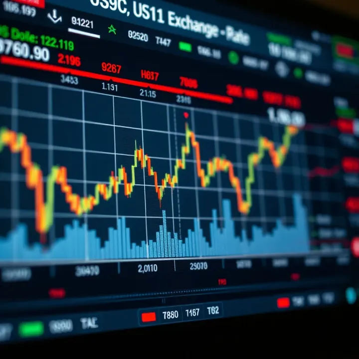 Graph showing fluctuations in US dollar exchange rate with economic indicators overlayed