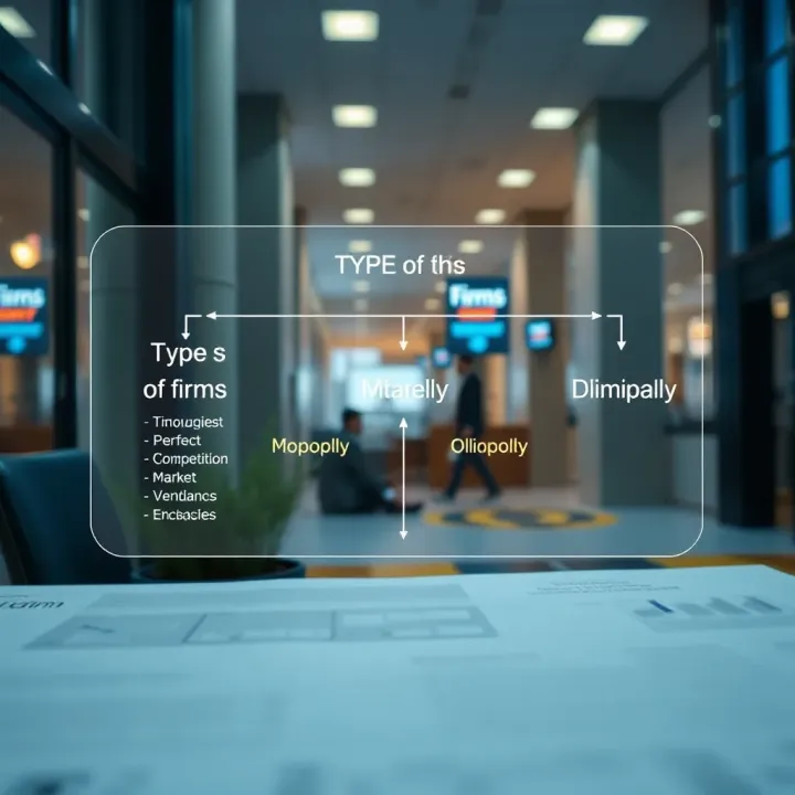 Types of Firms in Market Structures Diagram illustrating different types of firms in various market structures such as perfect competition, monopoly, and oligopoly