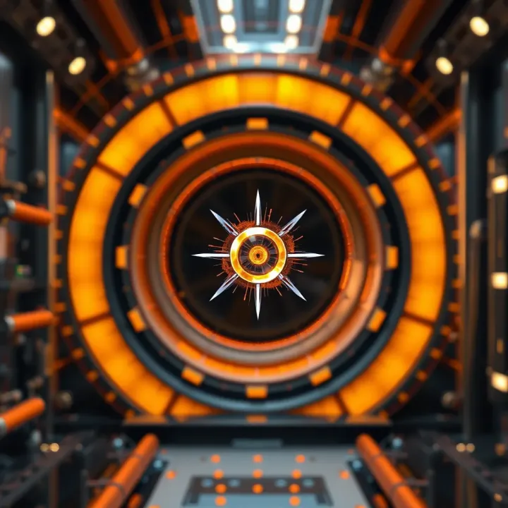 Diagram illustrating the concept of nuclear fusion with plasma confinement in a magnetic field