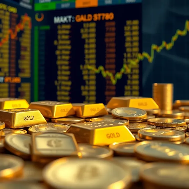 Gold bars and coins reflecting the trading hours of Pakistan's gold market