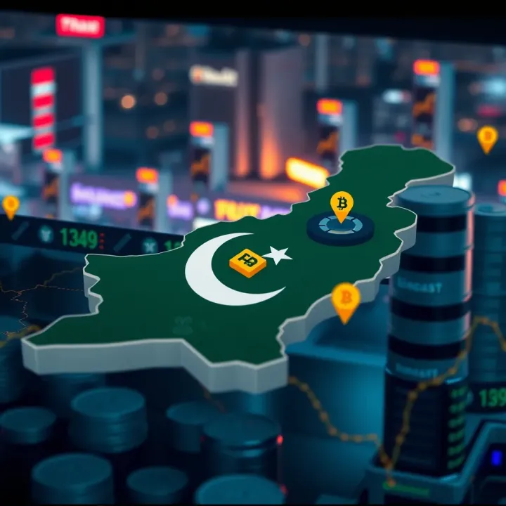 Digital map of Pakistan highlighting cryptocurrency exchange regulations