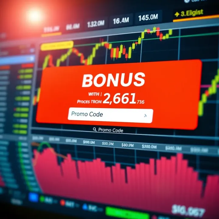 Digital trading platform interface displaying bonus offer and promo code entry field