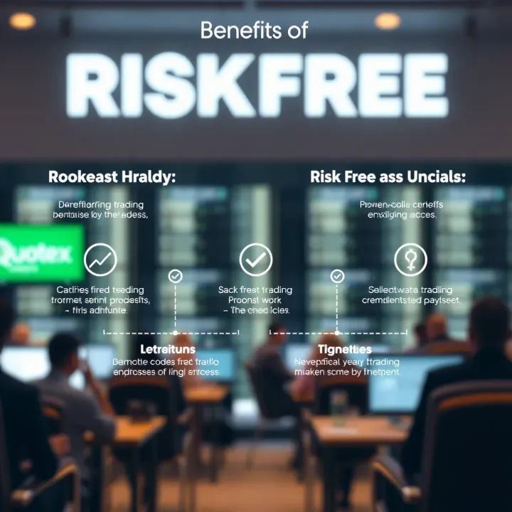 Graphic illustrating risk-free promo code benefits on Quotex platform
