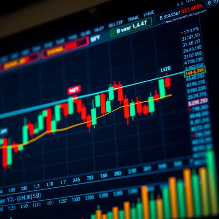 Annotated candlestick chart highlighting common trading chart patterns