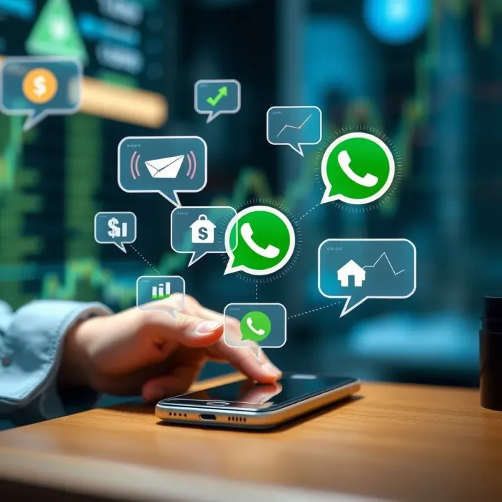 Financial Communication Bubbles Connected to Mobile Device Conceptual illustration of communication bubbles with financial icons connected to a mobile device