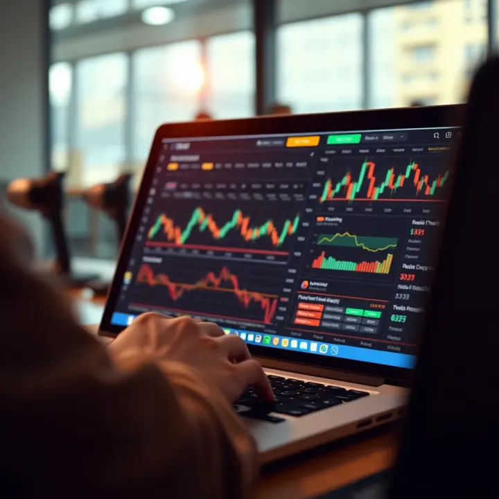 Analyzing Trading Platforms for Informed Investment Decisions User analyzing various trading platforms on a laptop screen with charts and data