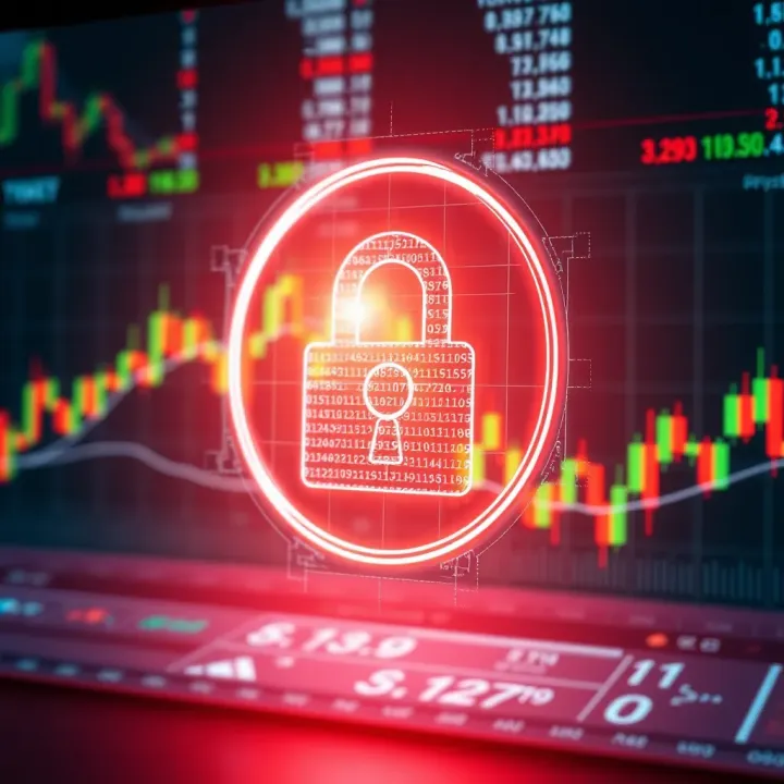 Ensuring Security in Online Trading Environments Secure digital lock symbol over financial graphs representing online trading security