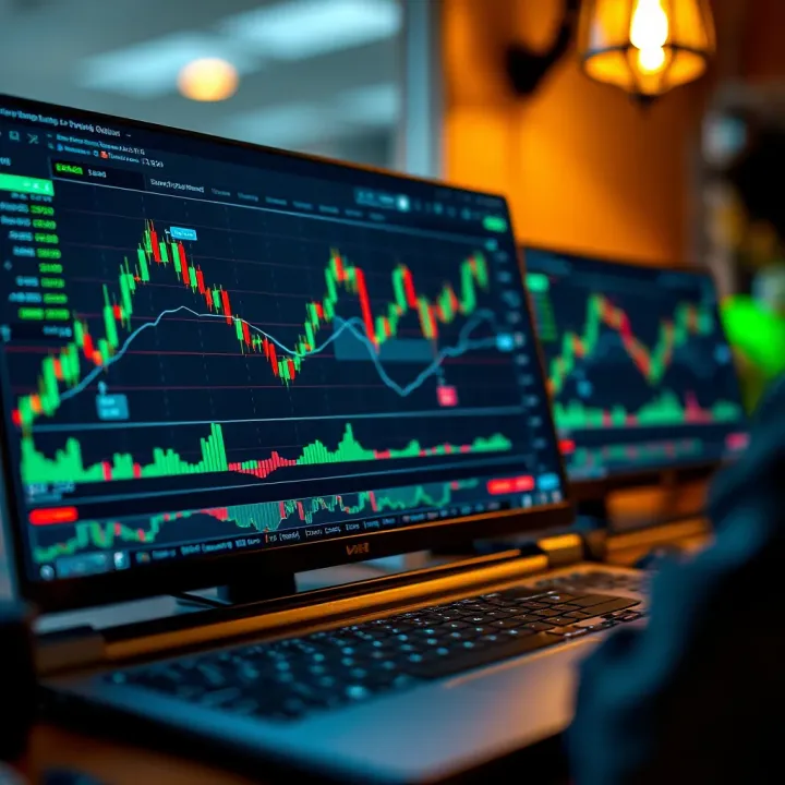 TradingView platform showing technical indicators and candlestick charts for binary options trading