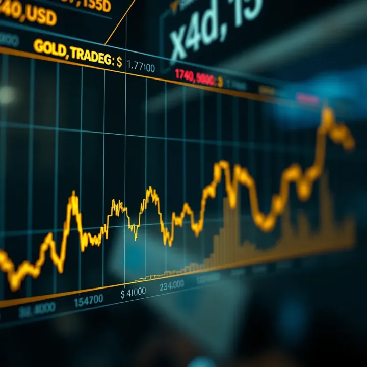 Graph showing the live price fluctuations of gold in US dollars over time