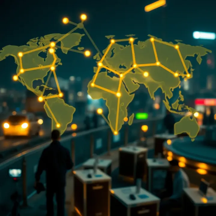 Visual of global economic connections impacting currency rates including government policies and market sentiments