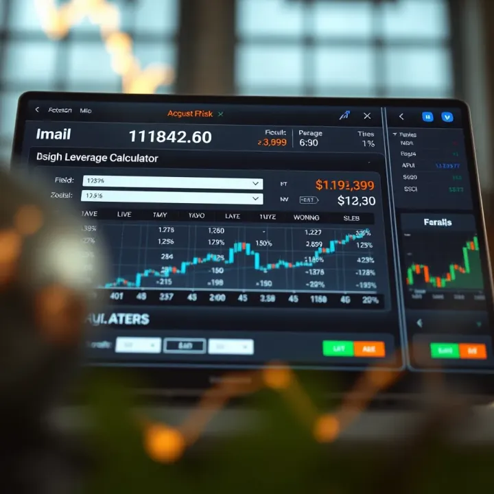 Interface of leverage calculator tool displaying input fields and results for managing trade positions