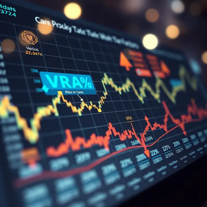 Graph showing the upward and downward trends in Verasity price over time with key factors highlighted